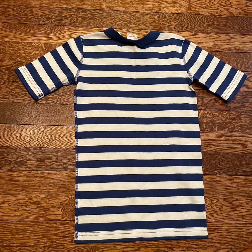 NWT Hanna Andersson Organic Cotton Blue & White Striped Short Sleeve Pajamas Top - Picture 5 of 5
